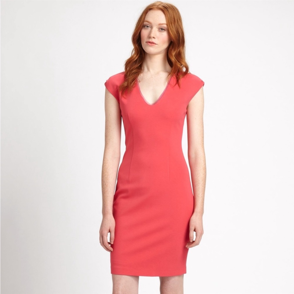Elie Tahari Willa Pink Sleeveless Sheath V-Neck Dress